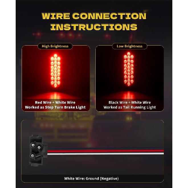 6" Red Oval 24 Led Trailer Tail Lights Waterproof Sealed 6 Inch Stop/Turn/Tail Light Boat Trailer Lights [DOT Certified], Include Grommets 3-Prong