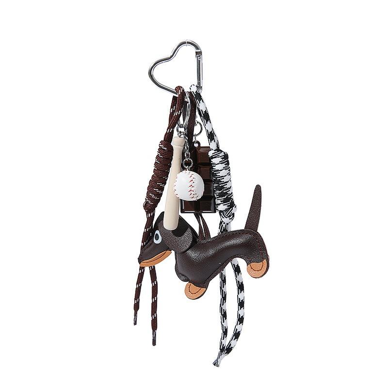 

Niche miu cartoon dachshund dog bag pendant accessories girl tide new baseball bag lanyard tide чорний