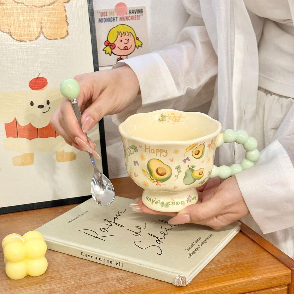 Windige Sommerfrucht Keramiktasse Hoch Aussehende Mädchen Tasse Paar Wasserbecher Zuhause Kinder Frühstückstasse