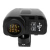 Motorcycle Dual USB Voltmeter Charger MultiFunction Temperature Meter with Waterproof Cover