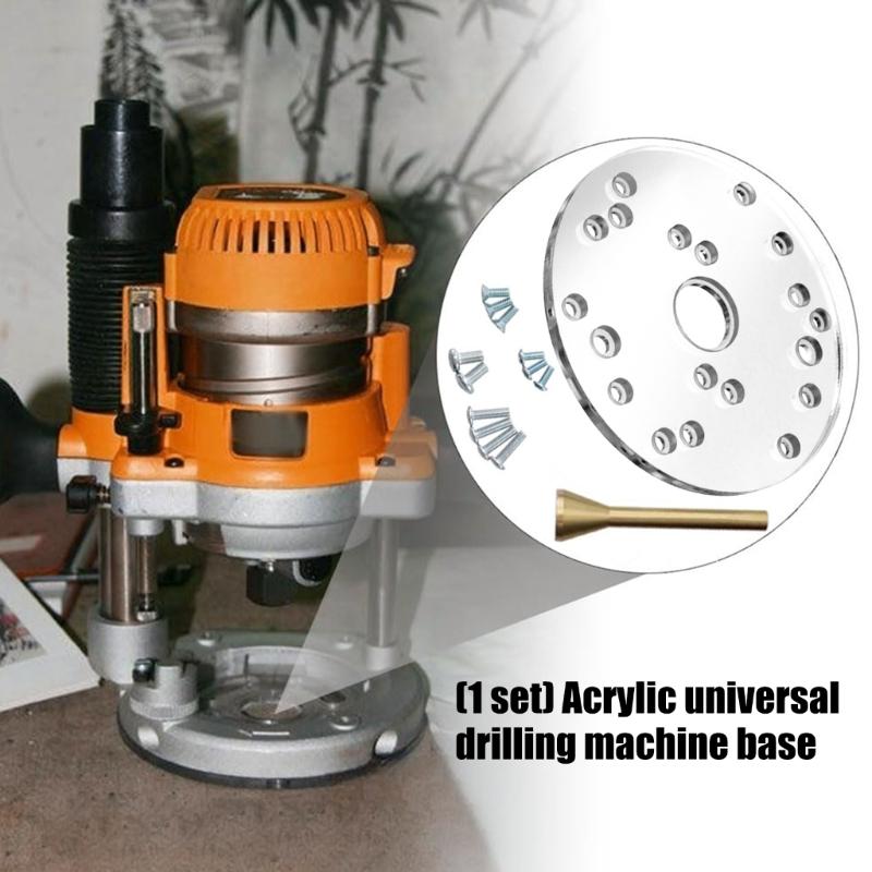 Durable Transparent Router Base Plate With 1.18inch Precisely Drilled Hole For Enhances Woodworking Accuracy Tool