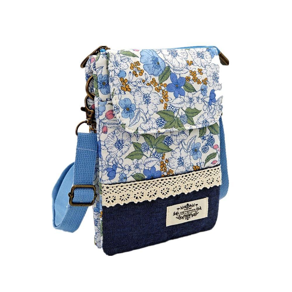 New Adjustable Strap Crossbody Bag Print Five-layer Phone Purse Fresh Pastoral Handbags Women
