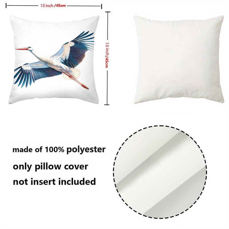 Flying Cranes Pattern Decorative Throw Pillow Cover Polyester Sofa Cushion Case for Living Room Bed Headboard Home Decor