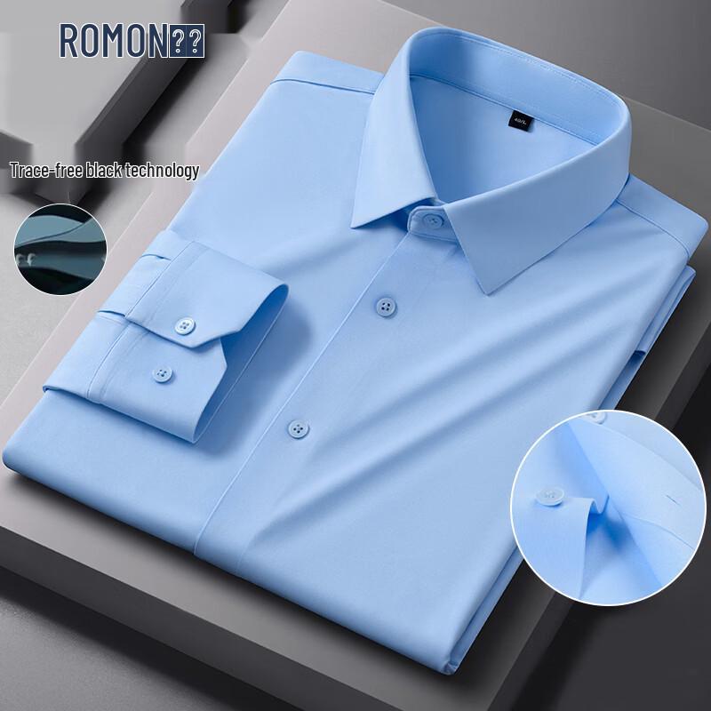 

ROMON Men s Solid Business Long-Sleeve Shirt 44
