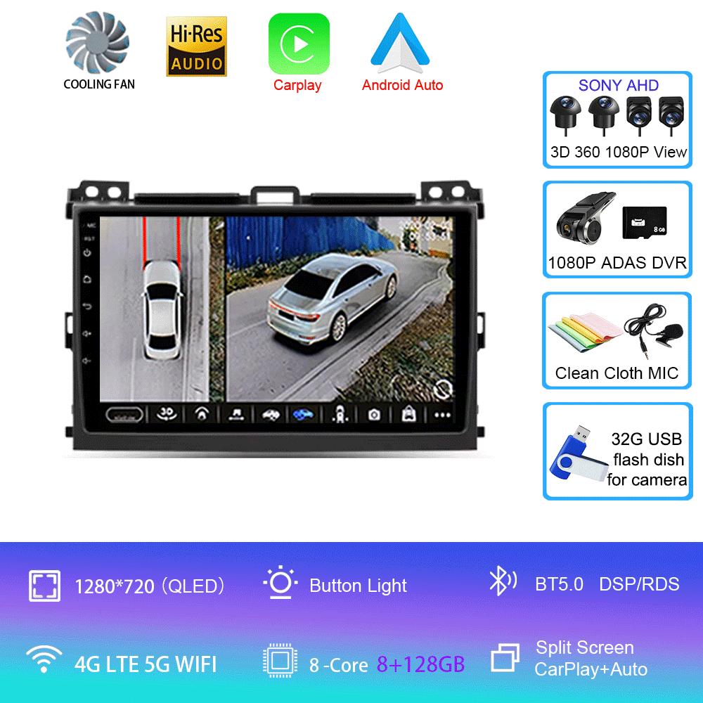 Android 14 Car Radio For Toyota Land Cruiser Prado 120 3 III For Lexus GX470 GX 470 J120 2002 - 2009  Multimedia Video Player