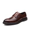 Fashion British Style Pointed Brogue Shoes Lace Up Massage Soles Men's Banquet Dress Shoes Retro Brown Men's Business Casual Shoes
