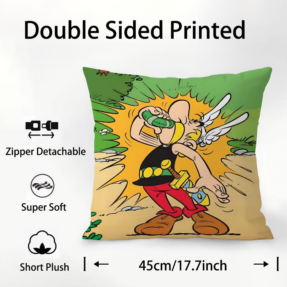 Cartoon A-Asterix And O-Obelix Pillow Case Plush Fabric Soft Double Sided Print Sofa Cushion Cover Throw Pillow Covers