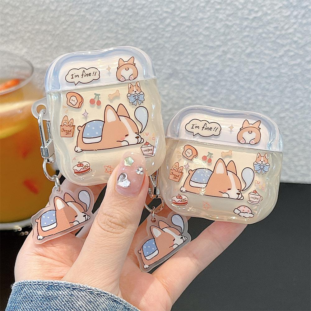 Cute Corgi Dog IMD Earphone Cover for Apple AirPods 1 /1 Generation Cartoon Pendant Case PRO1/PRO1