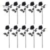 Decorative Black Rose Stems Realistic Silk Roses with Long for Wedding Centerpieces, Halloween Home Decor, Artificial Faux Floral Arrangements
