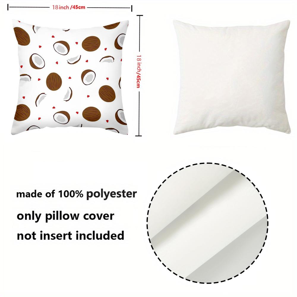 1 pieces -2D flat printing Coconut Patterned White Throw Pillow Cushions Polyester pillowcase, sofa decorative cushion cov