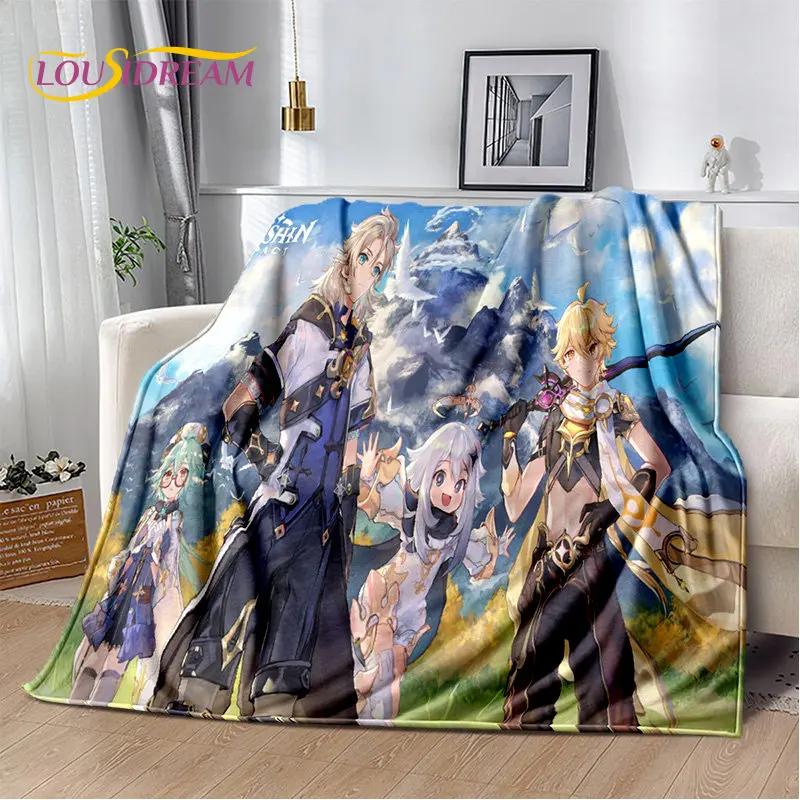 Genshin Impact Cartoon Game Soft Plush Blanket,Flannel Blanket Throw Blanket for Living Room Bedroom Bed Sofa Picnic Cover Kids