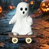Halloween Skateboard Ghost Statue Cute Resin Ghost On A Skateboard Figurine for Tabletop Centerpiece Bookshelf Tiered Tray Decor