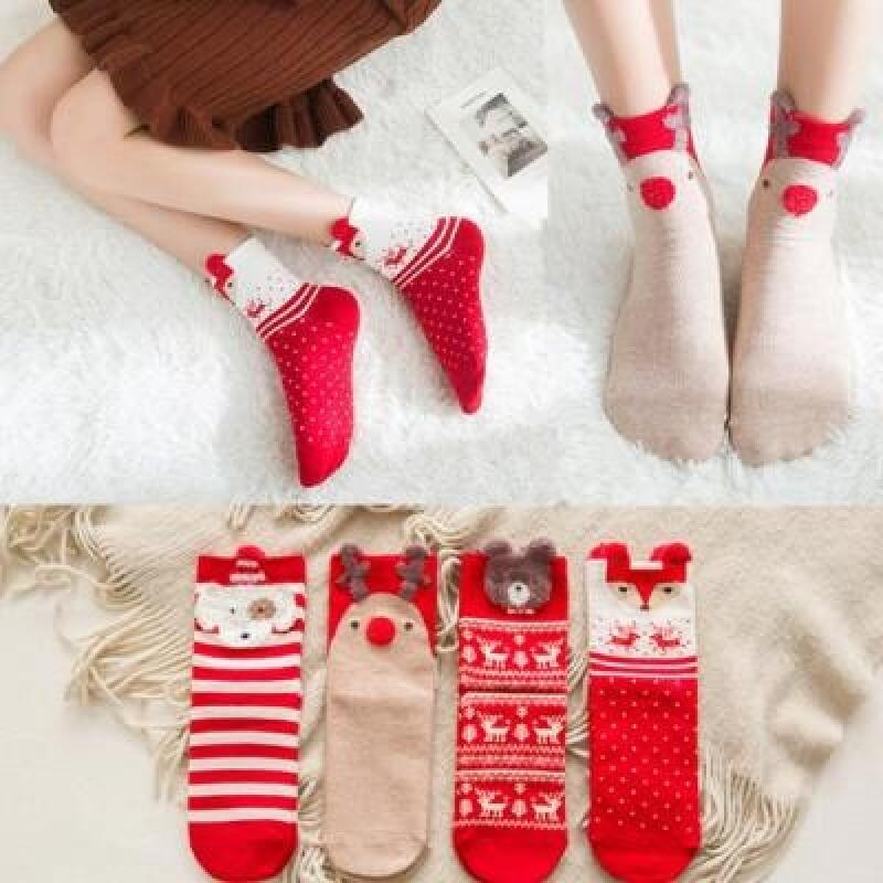 [4-Pair Set] Class Women s Winter Christmas Sleep Socks 4-piece set