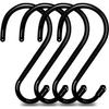 Large S Hooks for Hanging Heavy Duty 6 Inch Non Slip Vinyl Coated Metal Black Closet S Hooks for Hanging Plants Outdoor Lights and Kitchen Pot Pan