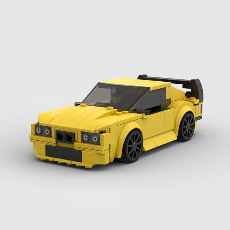 

MOC Строительные блоки - Совместимые с Lego: Сборка жёлтого гоночного автомобиля BMW E36 15x7x4.8 cm