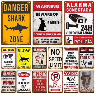 Retro Warning Metal Sign Danger Vintage Plaque Caution Tin Sign Poster Metal Plate For Garage Home Man Cave Wall Decor Cafe Club