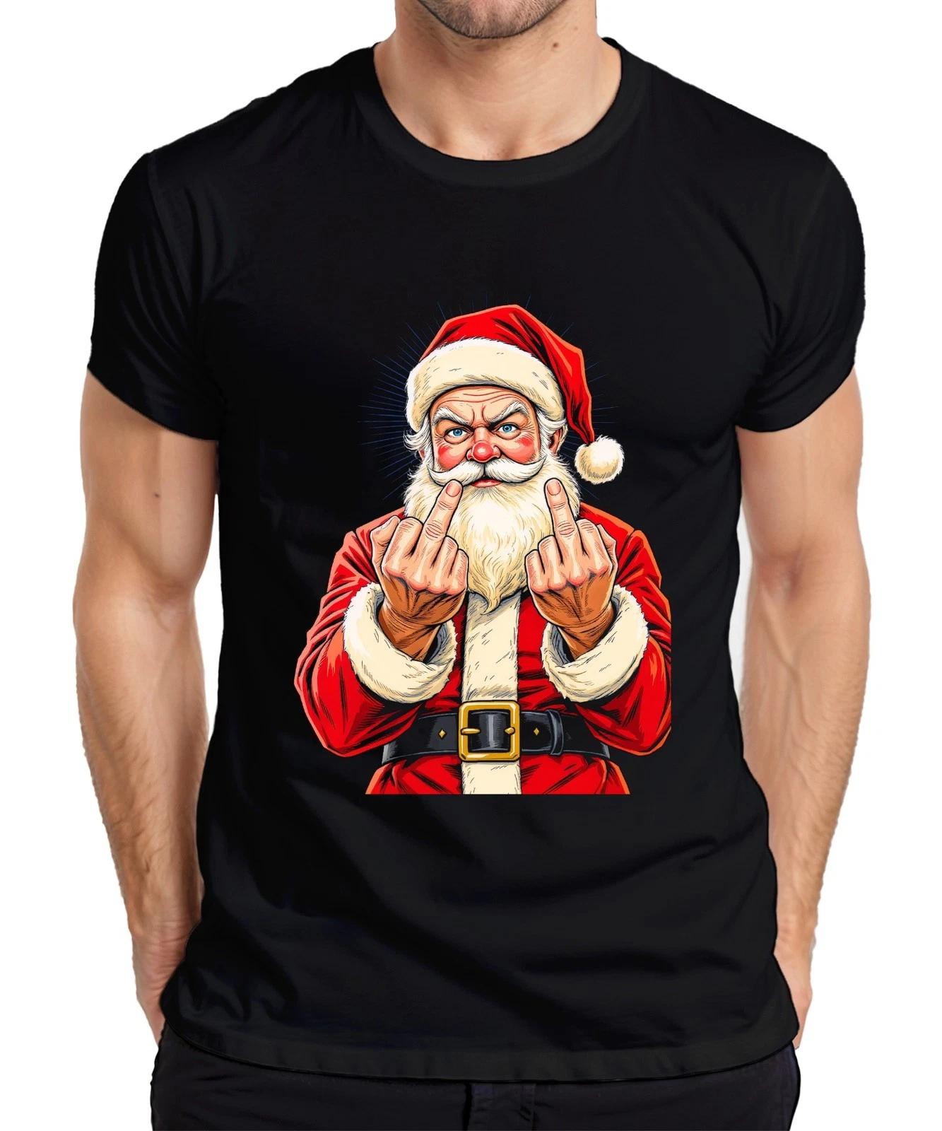 Frecher Weihnachtsmann Mittelfinger Sarkastisch Lustig Geschenk Herren T-Shirt XL