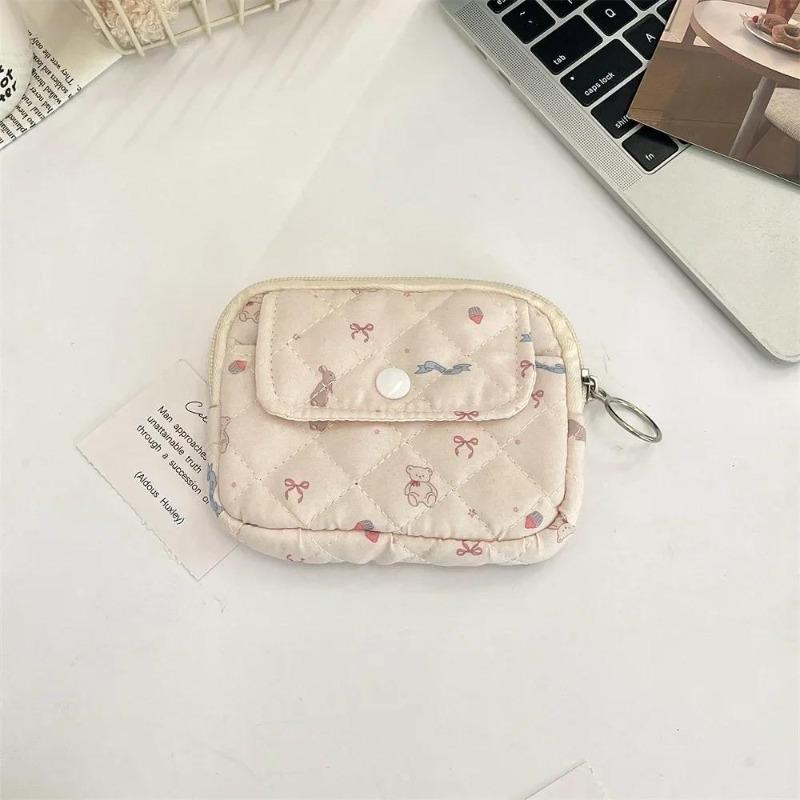Cute Cartoon Floral Quilting Document Storage Bag Card Wallet Coin Purse ID Card Holder Driver's License Holder Badge Holder