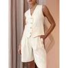 Loose Single Brewed Vest Shorts Set Loose Single Breasted Vest Shorts Suit