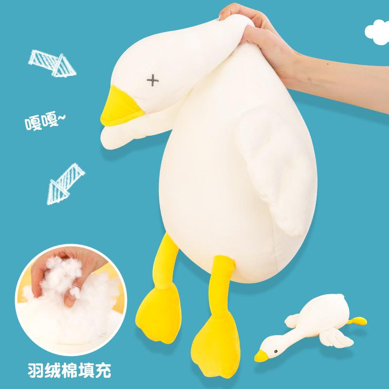 Big White Goose Plush Toy Cute Doll Bed Long Throw Pillow Bedside Sleeping Backrest Side Sleeping Pillow
