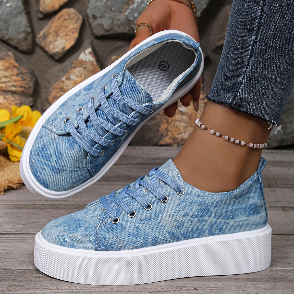 

Sneakers Women New Sports Shoes Spring Autumn Fashion Round Toe Lace Up Loafers Comfortable Lightweight Flat Shoes for Women 43 синий