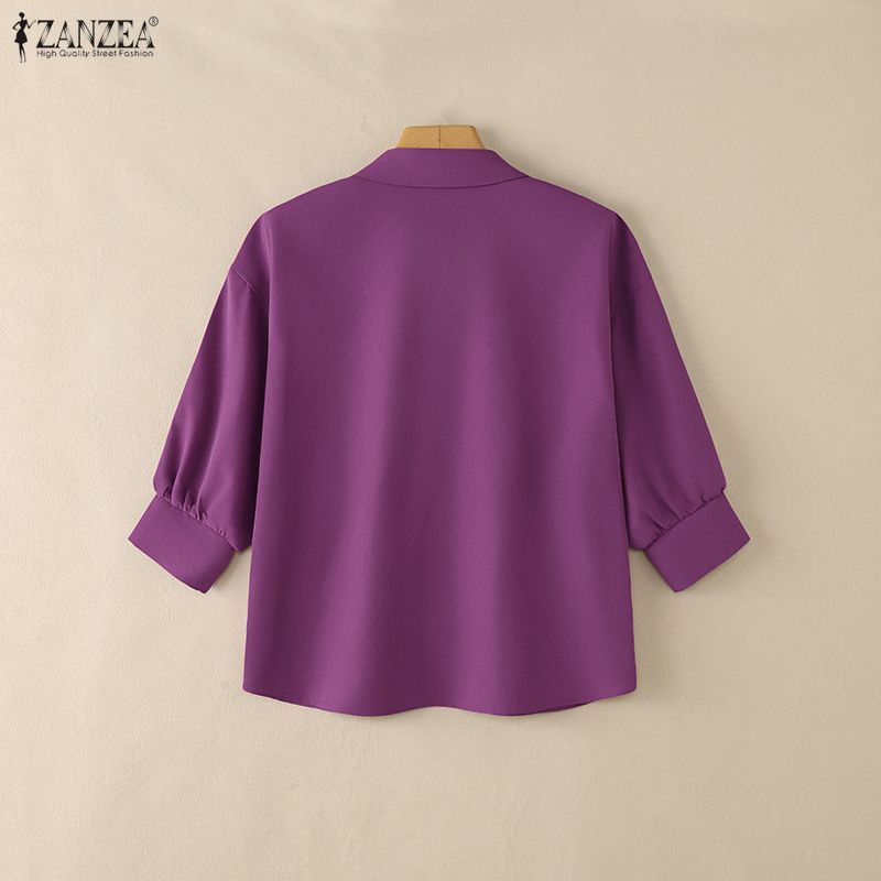 ZANZEA Bluzka damska casualowa z kołnierzykiem i luźnym rękawem 3/4