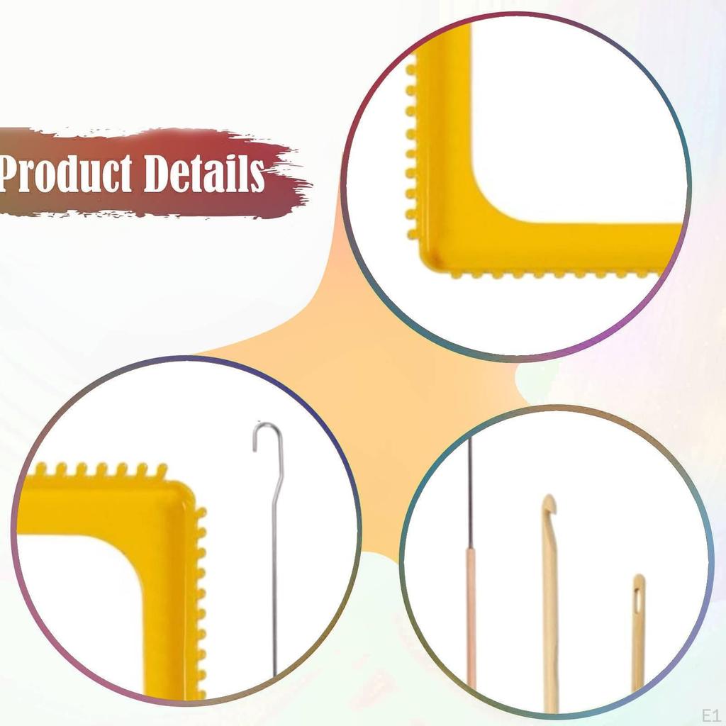Metal Square Weaving Loom Tool Yarn Weave Plate with Crochet Hook and Kit,DIY Craft