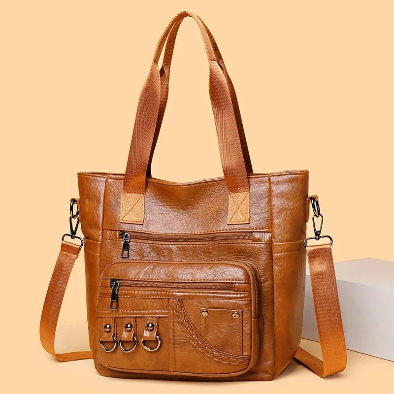 PU Fashion Youth Ladies Top-Handle Bags Versatile Zipper Crossbody Bags for Women  Commuting Sewing Thread