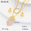 Stainless Steel Gold Flower Set Women 4pcs Necklace Earrings Bracelet Ring Cubic Zirconia Luxury Wedding Party Anniversary Gift