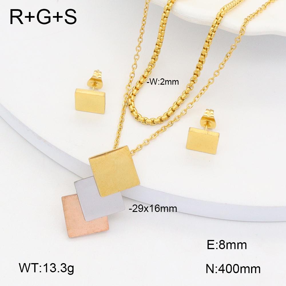 Stainless Steel Gold Flower Set Women 4pcs Necklace Earrings Bracelet Ring Cubic Zirconia Luxury Wedding Party Anniversary Gift