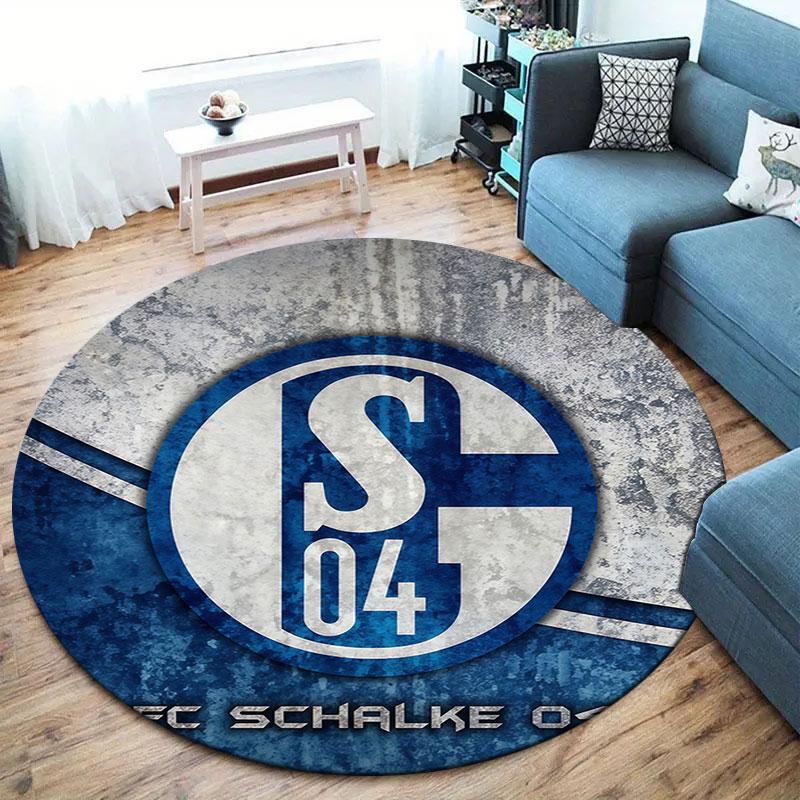 FC Schalke 04 Round Area Rug,Carpet Rug for Living Room Bedroom Sofa Playroom Decor,Non-slip Floor Mat