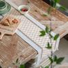 Yun Cotton-Linen Patchwork Table Runner with Two-Color Tassels - Natural Material, American Country Festival Style