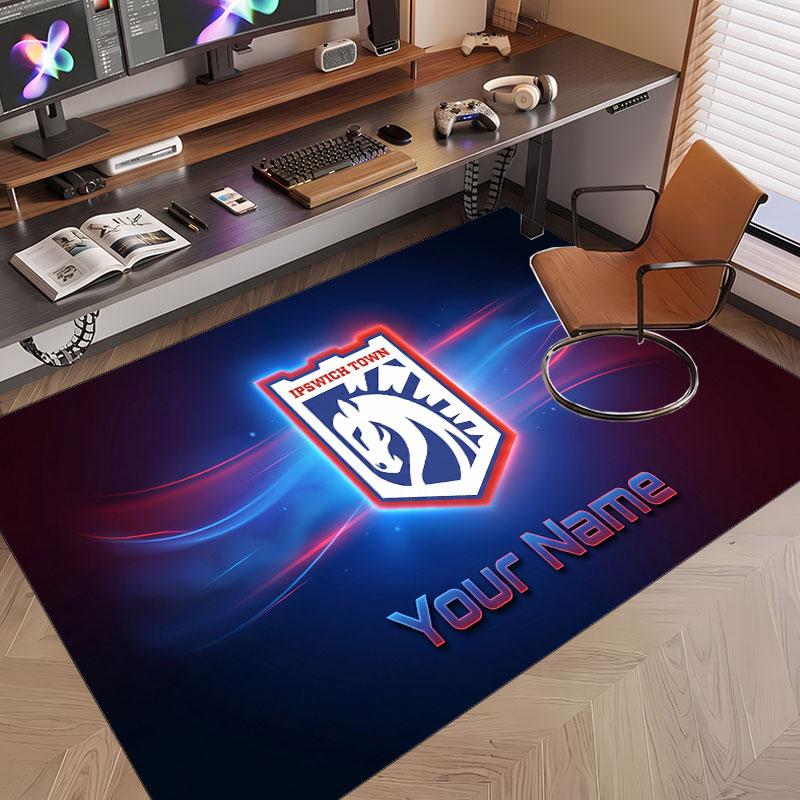 Custom Rug Ipswich Town Pattern Print Name Text Soft Non‑Slip Floor Carpet for Home Indoor Decoration