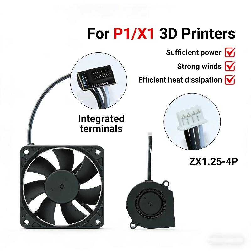 5015 Blower Fan 5V 1Pcs With Cable For Bamboo Lab P1P P1S 2510 Mini Fan Compact Design For Robotics DIY Projects