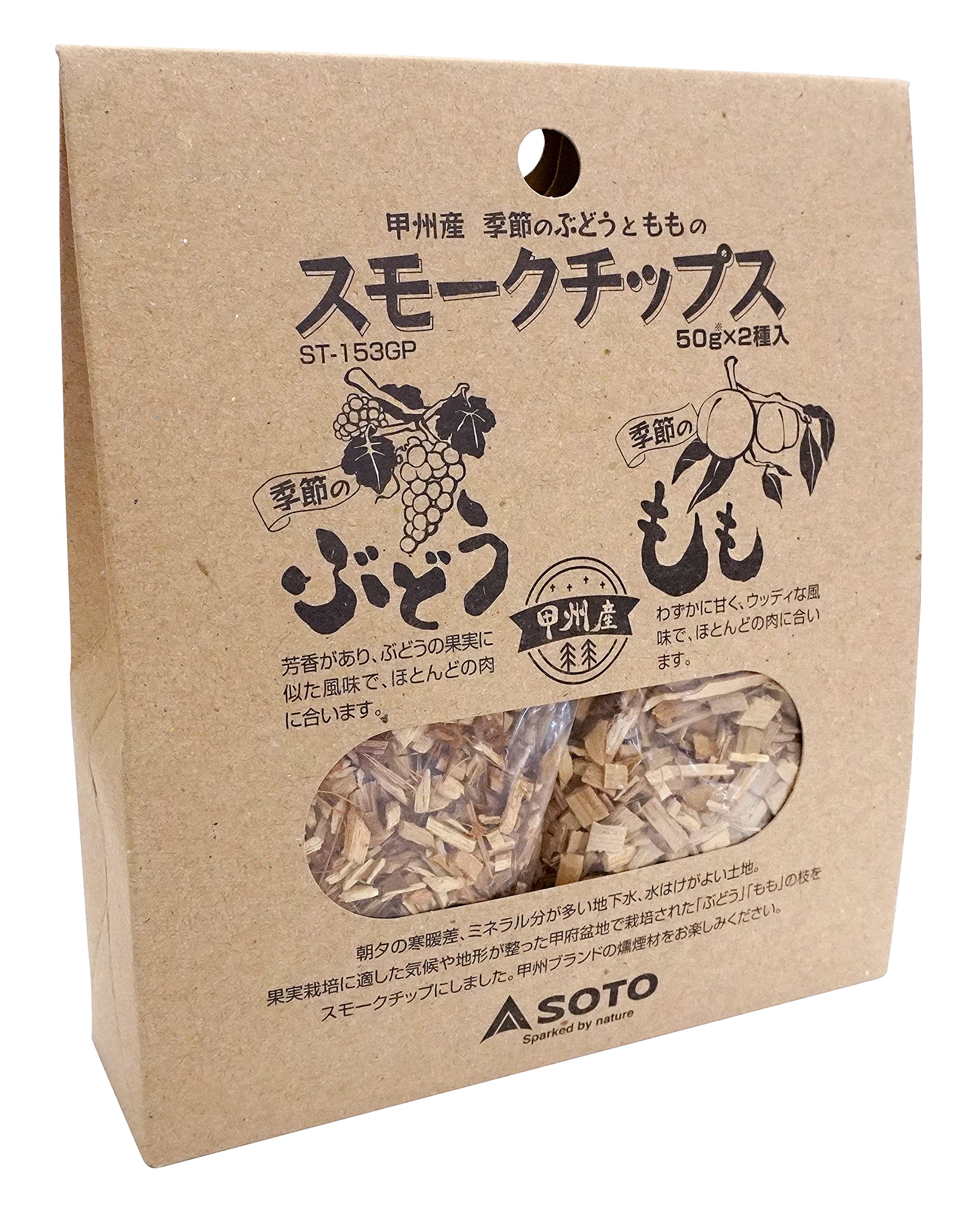 

Чипсы SOTO Smoking Material по 100 г x Копченые чипсы горячего копчения Koshu Seasonal из винограда и персика (50г 2) СТ-153ГП