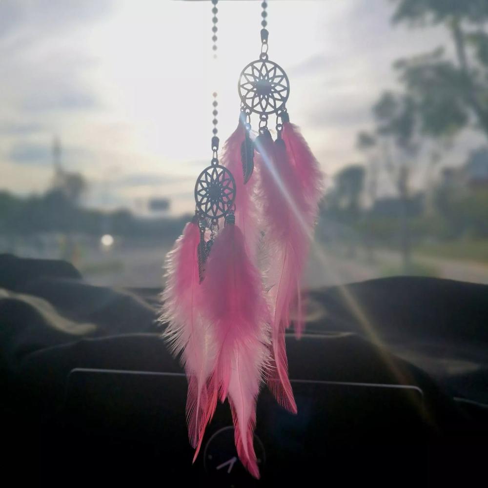 Home Rearview Mirror Wall Hanging Dream Catcher Dreamcatcher Wind Chimes Feather Car Pendant