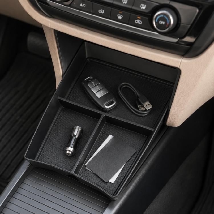 Lower Console Tray Insert for Car Storage, Sectioned Console Bin with Grip Pattern for Phone, Cards, Coins, and Small Items for Daily Use