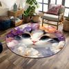 Multiple sizes Cats in the flower bushes Print Round Carpet Living Room Bedroom Table Chair Sofa Decorative Carpet