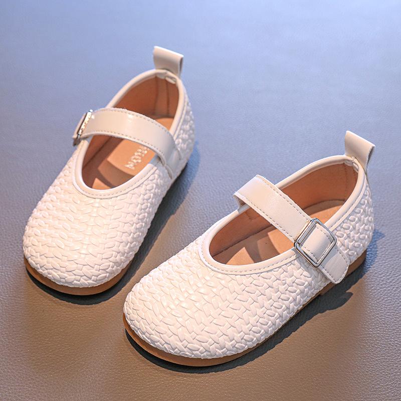 Fashion Simple Girl Princess Shoes Fashion Braided Style Kids Causal Leather Shoes Round-toe Versatile Children School Flat Shoes Soft