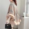 Knitted Shawl Cloak Coat for Women To Wear Autumn and Winter 2022 New Versatile Sequin Checkered Color Contrast Poncho Coat