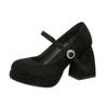 Mary Jane Women's Shoes Thick Heel Waterproof Platform Thick Sole Heightening Japanese Spice Girl Temperament French Single Shoes Women's Small