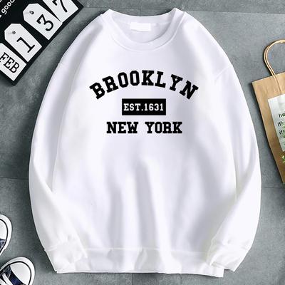 Simple Fashion Women'S Sweatshirt Brooklyn Est. 1631 New York Letter Print Hooded Warm Comfortable Pullovers Soft Clothes