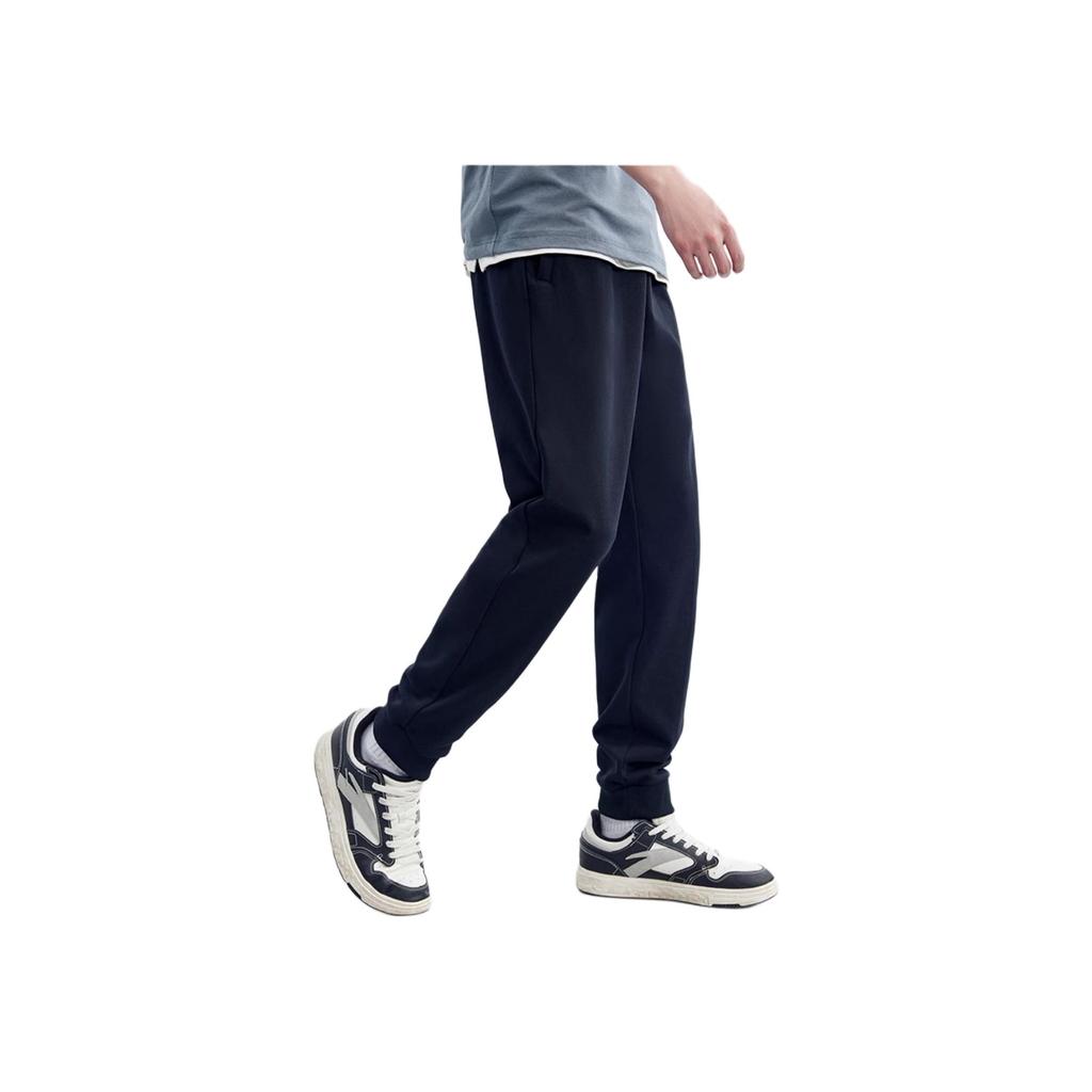 Anta Sports Lifestyle Series Solid Color Mid-Rise Drawstring Comfortable Breathable Straight Leg Casual Pants Men Bottoms Basic-Black 952517305S-1