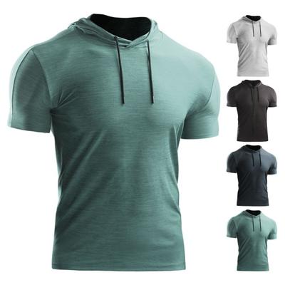 Léto Muži Mikina Stahovací šňůrka Slim Fit s kapucí Pružný Jednobarevný Krátké rukávy Pulovr střední délky Neformální Sport Denní nošení Top