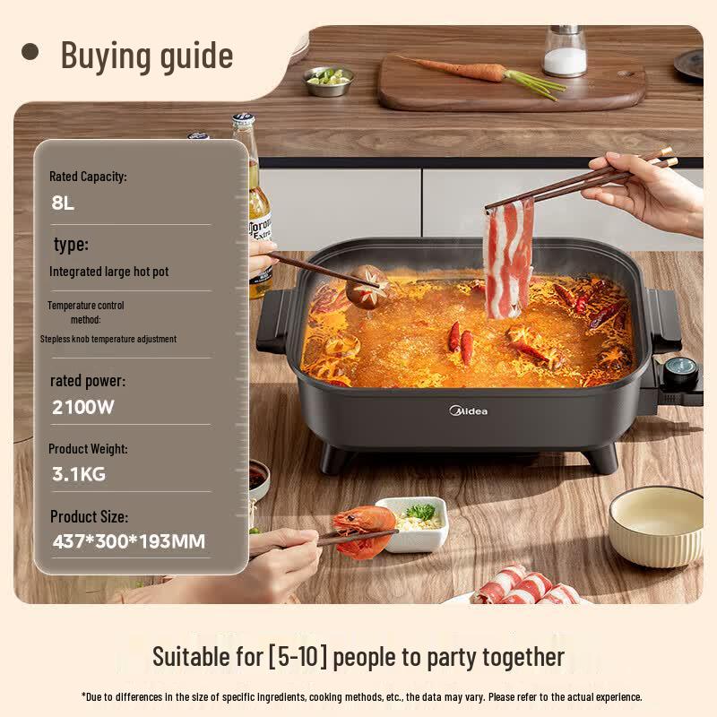 Midea 8L Multi-function Electric Hotpot & Grill CN plug (adapter included)