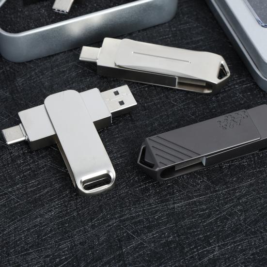 512 GB 2 em 1 OTG USB Flash Drive USB 2 USB-C Thumb Drive Metal USB Disk Flash Stick