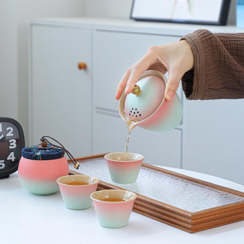 Nordic Ceramic Portable Travel Tea Set with Capsule Bag