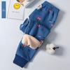 Kids' Fleece-Lined Winter Pants - Thick Base Layer for Boys & Girls, Cozy Sleepwear, Ankle-Cuff Design