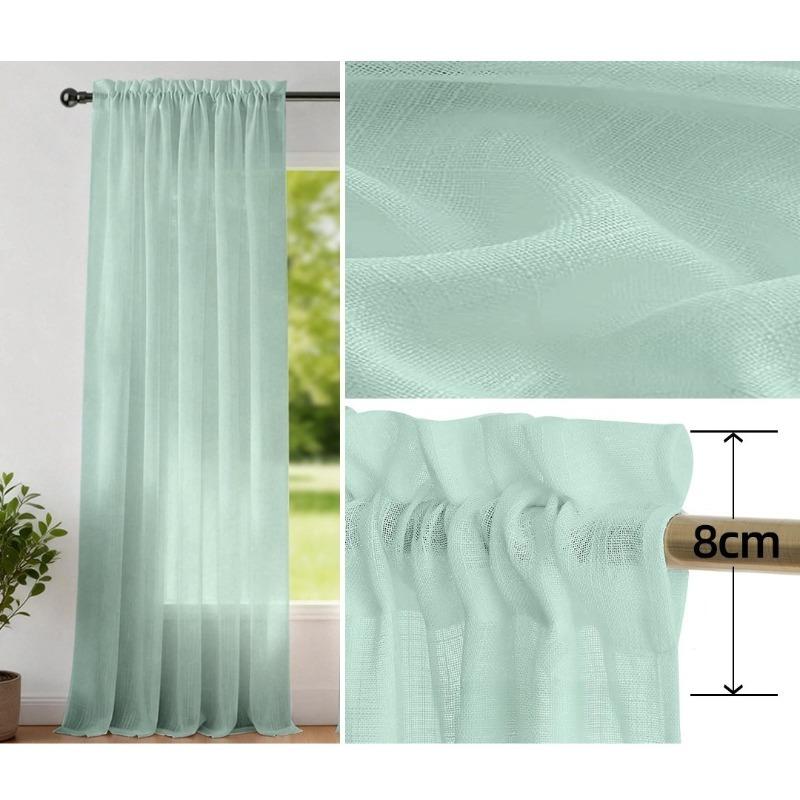Sheer Linen Textured Curtain Rod Pocket Semi Sheer Voile Drapes Privacy Panel for Living Room Bedroom Window Elegant Treatments