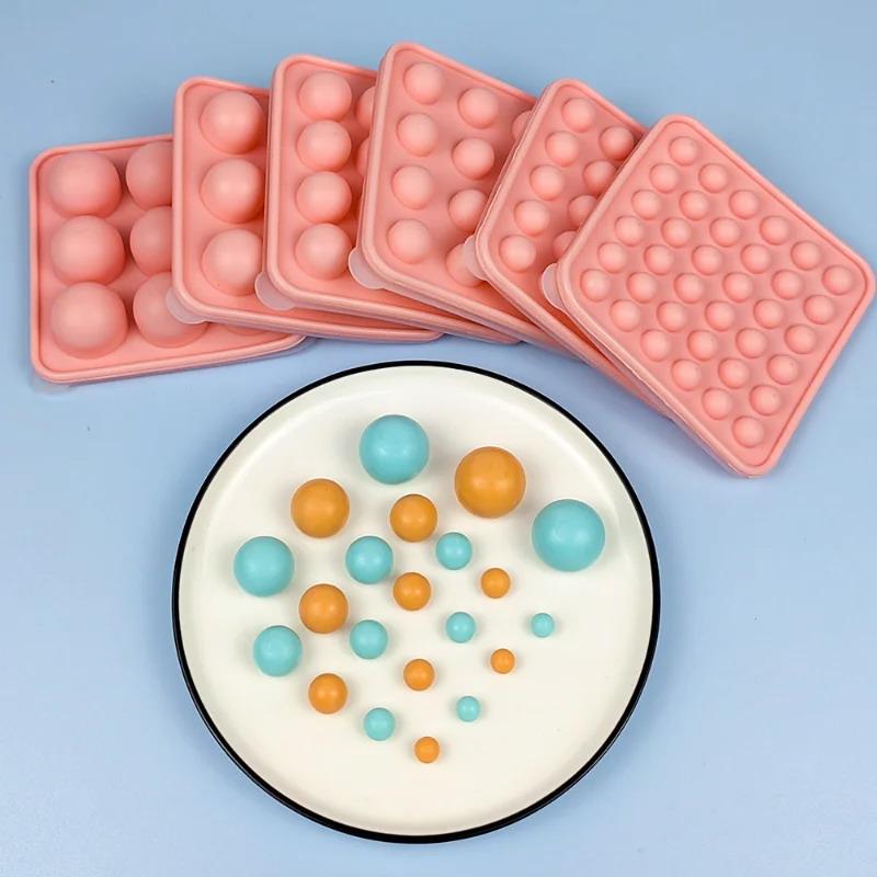 Porous Round Candy Chocolate Silicone Mold With Lid DIY Fondant Pudding Ice Cube Mould Valentine's Day Party Wedding Cake Decor&